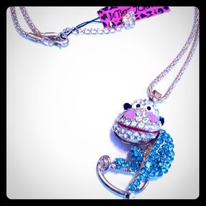 BETSEY JOHNSON MONKEY NECKLACE ROSE GOLD CHAIN
